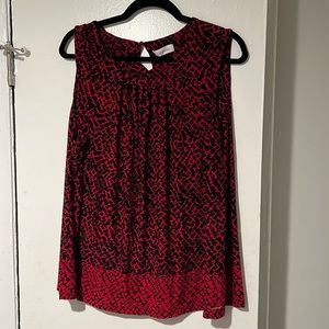 Calvin Klein Sleeveless Blouse, Size 2x. Red and Black.